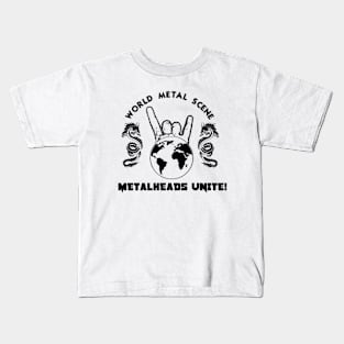 Blk Metalheads Unite Kids T-Shirt